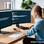 BEM의 확장성과 유연성 - A modern web development workspace showing a Swedish software team collaborating on CSS architecture...
