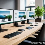 Home 22 OOCSS와 BEM 비교하기 - A modern web development team collaborating in a bright, Scandinavian-style office, discussing CSS m...