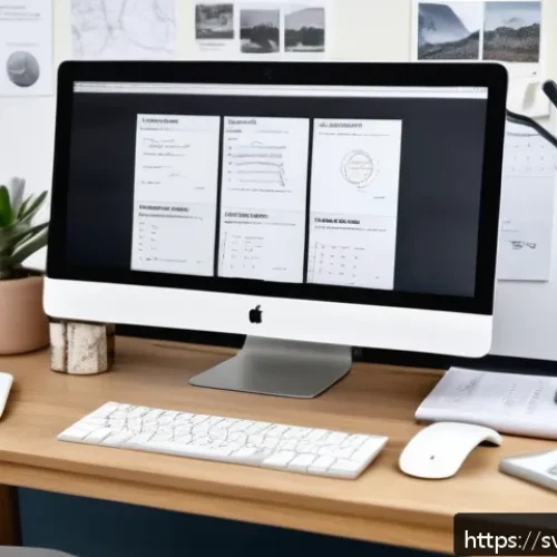 Home 31 CSS 아키텍처 최적화 전략 - A modern web development workspace showing a computer screen with modular CSS code structured in blo...