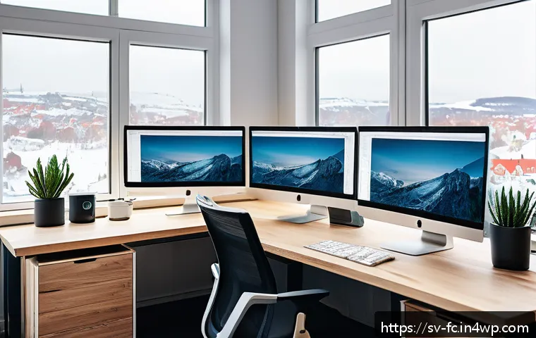CSS 아키텍처 패턴의 정의 및 중요성 - A modern Scandinavian office workspace with a developer actively organizing CSS code on multiple lar...